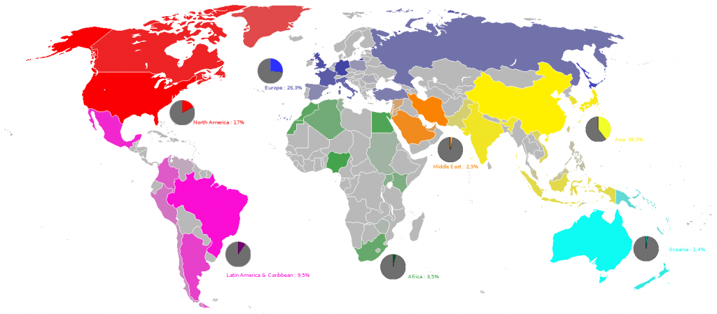 Internet users around the world, as of 2008. Photo Credit: Septem Trionis, Flickr CC. License available here.